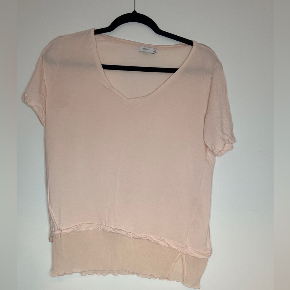 Vince Light Pink Layered Short Sleeve Top Size Medium